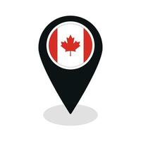 bandera de Canadá bandera en mapa determinar con precisión icono aislado negro color vector
