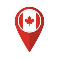 bandera de Canadá bandera en mapa determinar con precisión icono aislado rojo color vector