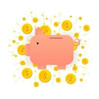 Money Piggy bank creative business concept. Financial services. Vector illustration.