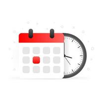 Vector Calendar and Clock Icon on white background.