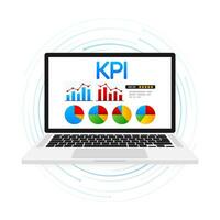 Flat icon with kpi for marketing design. Financial investment. Business data analysis vector