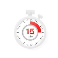 The 15 minutes timer. Stopwatch icon in flat style. vector