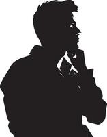 Thinking man vector silhouette illustration 15