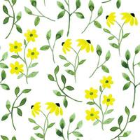 seamless pattern of simple yellow wildflowers. watercolor print of flowers. vector