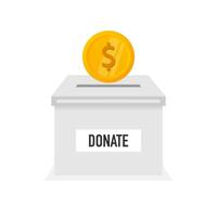 Donation box icon in flat style isolated on background. Vector illustration.