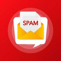 Spamming mailbox concept. Email box hacking, spam warning. vector