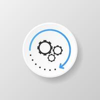 New update blue and gray icon on realistic button on white background. Vector illustration.