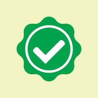 Approved icon. Green approved star sticker. Profile Verification. Accept badge. Green tick symbol, icon, sign in green color. Done. Confirmed account icon. Green check mark. vector