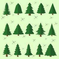 Vector set of cartoon Christmas trees icons collection.