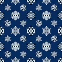 Seamless Christmas pattern with white snowflakes on dark blue background. vector
