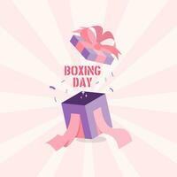 Boxing Day with the gift box opened surprisingly and text appeared vector