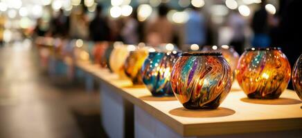 Italian holiday market exhibiting exceptional glasswork amid festive cheer photo