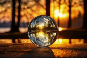 Crystal ball reflecting past year images predicting upcoming photography trends photo