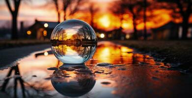 Crystal ball reflecting past year images predicting upcoming photography trends photo