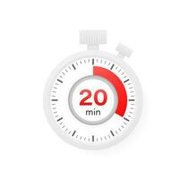 The 20 minutes timer. Stopwatch icon in flat style. vector