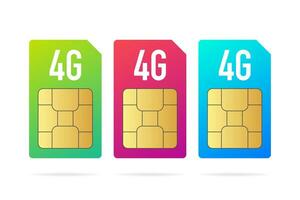 Set different colorful Sim card chip on a white background. Vector illustration.