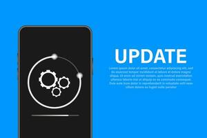 Data update or synchronize with bar process. Update on laptop and smartphone. vector