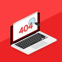 404 error page not found isolated in red background. Vector illustration.