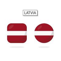 Flag of Latvia 2 Shapes icon 3D cartoon style. vector