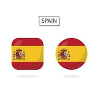 Flag of Spain 2 Shapes icon 3D cartoon style. vector