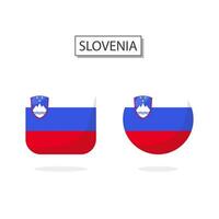 Flag of Slovenia 2 Shapes icon 3D cartoon style. vector