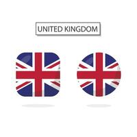 Flag of UK 2 Shapes icon 3D cartoon style. vector