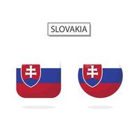 Flag of Slovakia 2 Shapes icon 3D cartoon style. vector