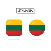 Flag of Lithuania 2 Shapes icon 3D cartoon style. vector