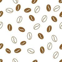 Seamless coffee beans pattern on white background. vector