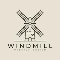 windmill or farm house logo line art vector illustration with minimalist design.