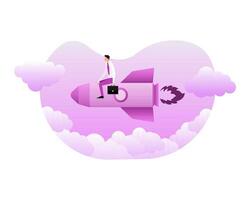 Start up new business project. Spaceship launch. Launch space rocket. vector