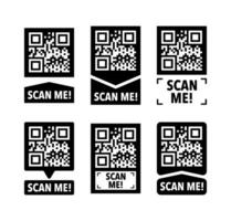 Scan me icon with QR code. Inscription scan me. QR code label. vector