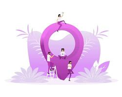 Flat pin location people for concept design. Vector logo illustration