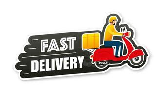 Fast delivery service badge. Fast time delivery order with stopwatch on white background. Vector illustration.