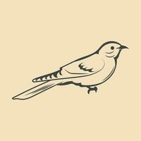 Retro cuckoo Bird vector Stock Illustration