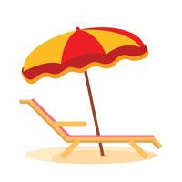 Beach chair and beach Umbrella Stock Vector Illustration
