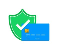 Shield and Credit card. Secure payment label. Ssl secure. vector