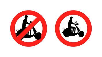 No scooter o moto signo. rojo cruzado circulo icono. vector