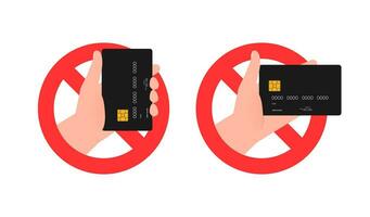 No credit card. No Bank card icon. Cash Only. No credit cards accepted. vector