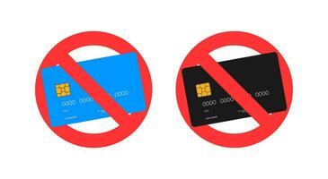 No credit card. No Bank card icon. Cash Only. No credit cards accepted. vector