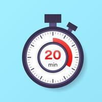 The 20 minutes timer. Stopwatch icon in flat style. vector