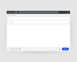Email blank template internet. Interface for mail message. Vector illustration.
