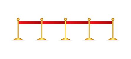 realista cerca con rojo cuerdas en oro puntales. exclusivo evento. vector ilustración.