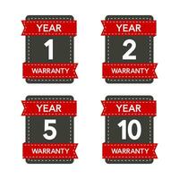 Badges set with year warranty on white background. Vector illustration.