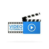 vídeo tutorial icono en blanco antecedentes. vector