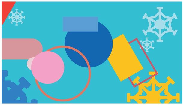 Illustration of a blue background with a lot of geometric elements. Abstract background in retro style with geometric elements. Vector illustration for your design.