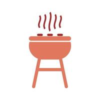 barbacoa parrilla aislado icono vector ilustración diseño gráfico plano estilo rojo color