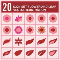 Flower and leaf icon set. Vector Illustrations. EPS10 20 flower and leaf Symbol designs collection. Plant design elements, especially flower and leaf shapes