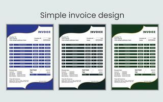 simple invoice design template. vector