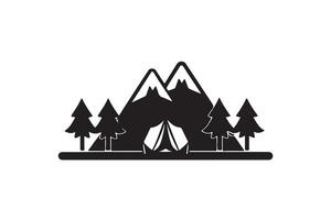 camping silhouette black color in white backgroud vector